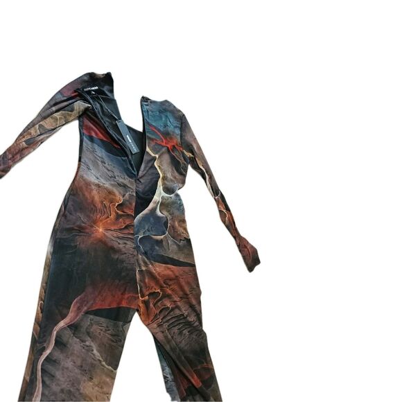 Fashion Nova Pants - NWT Fashion Nova Jumpsuit Women's XL MultiColor Long Sleeve Stretch Mesh Bodycon